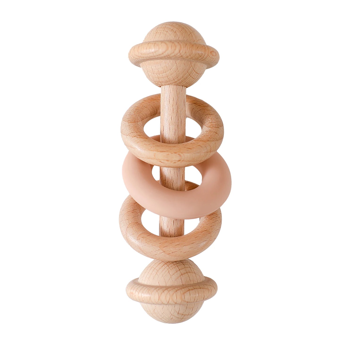 Baby Toys Wooden Rattles Silicone Ring Baby Rattles and Mobiles 0 12 Months Sensory Toys for Baby  Wooden Teether for Baby Gifts