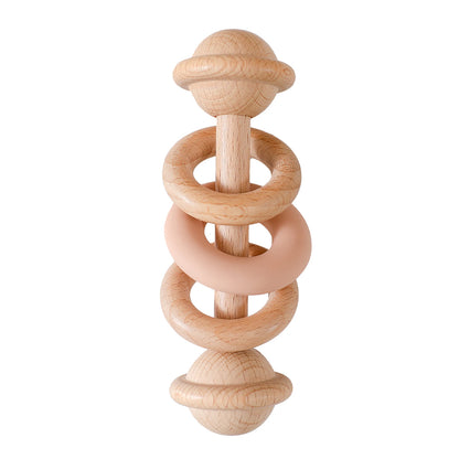 Baby Toys Wooden Rattles Silicone Ring Baby Rattles and Mobiles 0 12 Months Sensory Toys for Baby  Wooden Teether for Baby Gifts