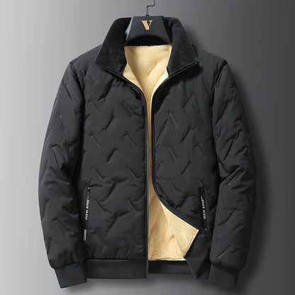 Men's winter faux wool cotton coat thick cotton coat warm and casual versatile loose and oversized stand up collar cotton coat