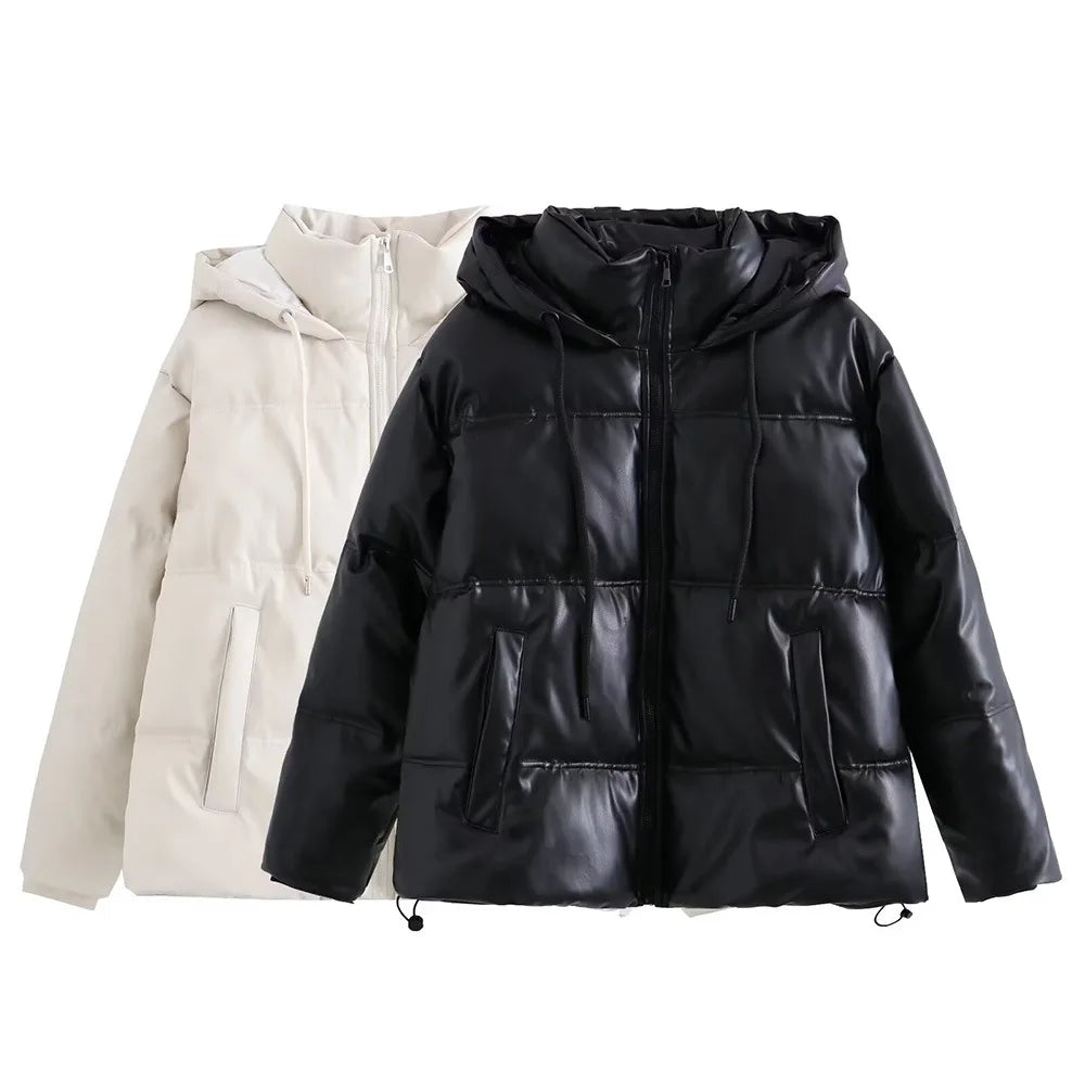 Women's Winter Cold Coat Promotion Women Elegant Hooded Anorak Cotton Jacket Warm Parkas Overcoat Female Black White Clothing