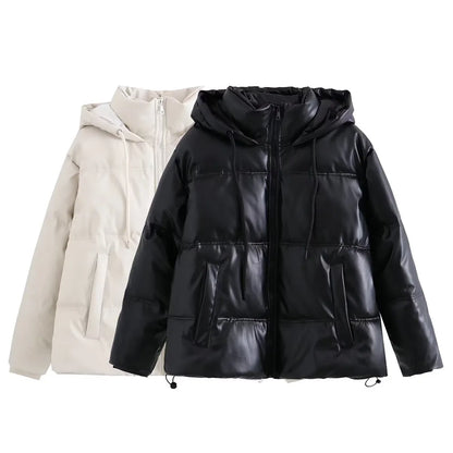 Women's Winter Cold Coat Promotion Women Elegant Hooded Anorak Cotton Jacket Warm Parkas Overcoat Female Black White Clothing