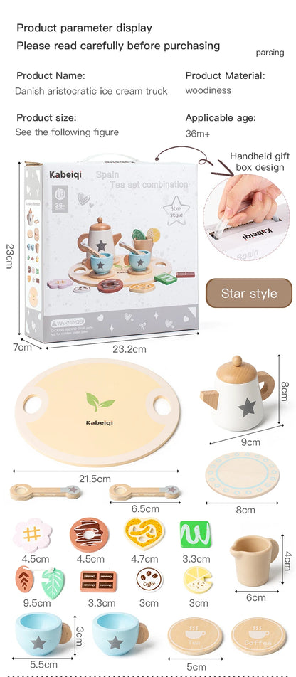Children's simulation wooden toys, tea set sets, pretend games, baby educational toys, birthday and holiday gifts