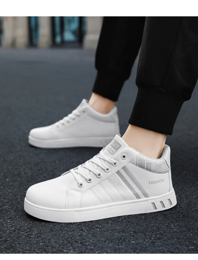 Men's Boots Spring Autumn Men High Top Ankle Boots White Breathable Men's Casual Shoes for Men Sneakers Platform New Men's Boots