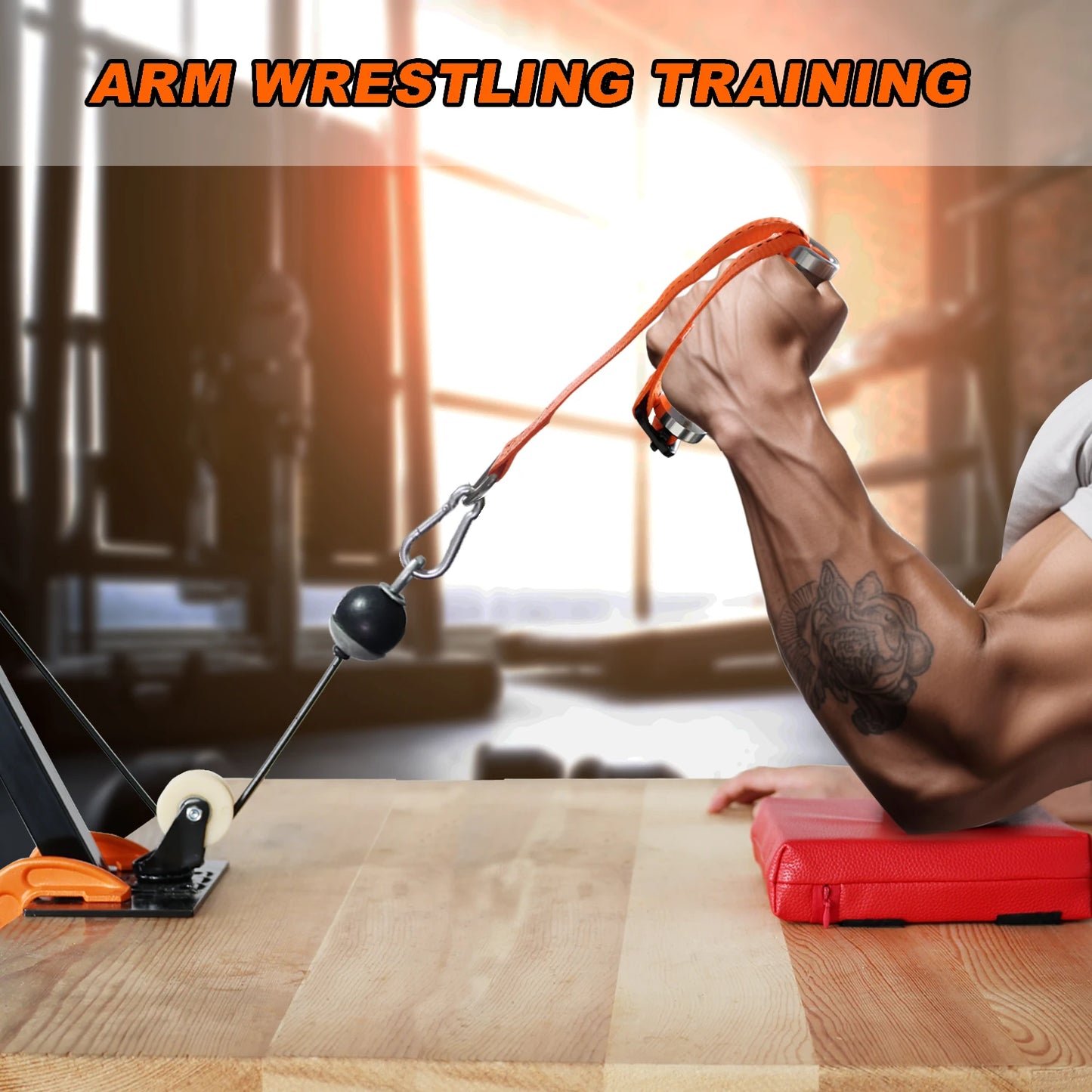 Arm Wrestling Exercise Handle Metal Grip Wrist and Forearm Exerciser Pull down Triceps Rope Workout Fitness Equipment