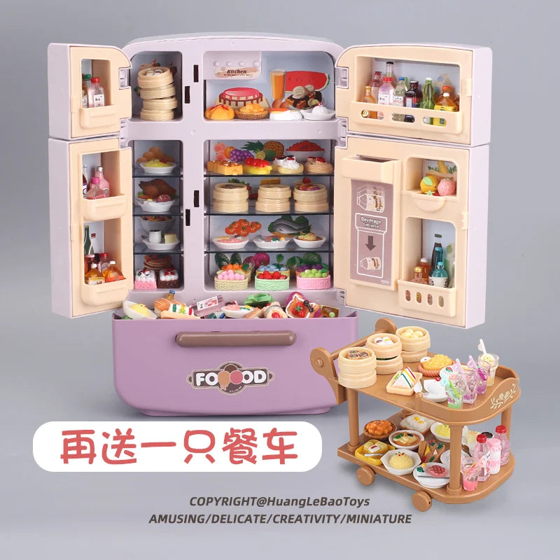Children's toys simulated refrigerator girl boy large kitchen mini food play house holiday gift wisdom