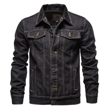 Men Denim Coat Casual Coats Turn Down Collar Full Sleeve Jackets Single Breasted Regular Pocket Button Jacket Splice Autumn
