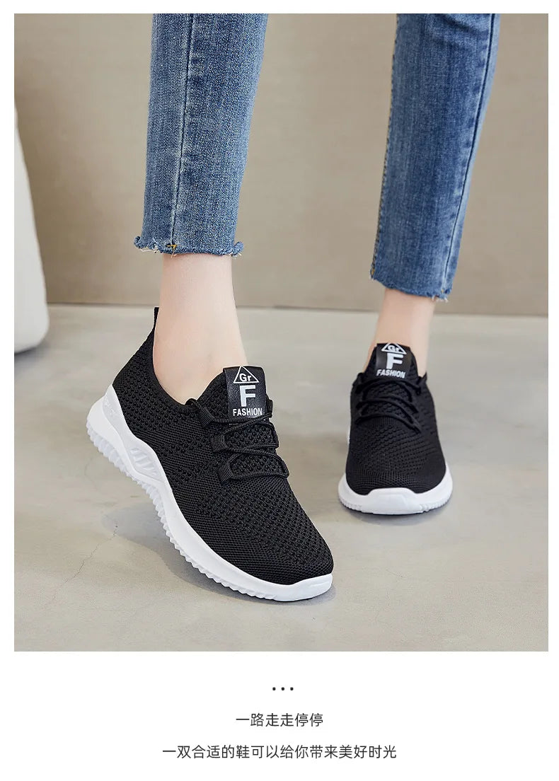 Women's shoes 2025 mesh breathable comfortable sports shoes soft sole lightweight fashion casual shoes