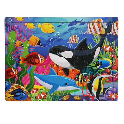 Children 40Piece Montessori Toys Wooden Puzzles Cartoon Animal/vehicle Intelligence Jigsaw 3d Puzzles Educational Toys
