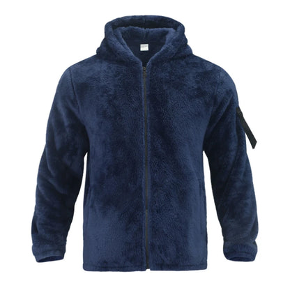 2024 American Style Heavy Coat Men's Winter Jacket Double-sided Fleece Warm Windbreaker Casual Sports Hooded Coat Bomber Jacket