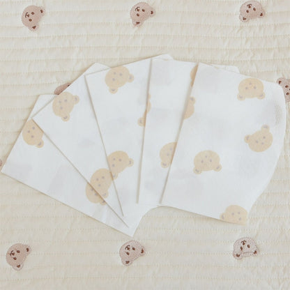 50-Pack Disposable Bibs for Babies Aged 6 Months to 2 Years Cartoon Bear Feeding Bib for Boy Girl Non-woven Drool Towel