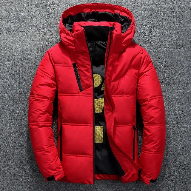 Men's Coat Windproof White Duck Down Jacket Men Winter Removable Cap Parkas Solid Color Outdoor Casual Hooded Overcoat Clothes