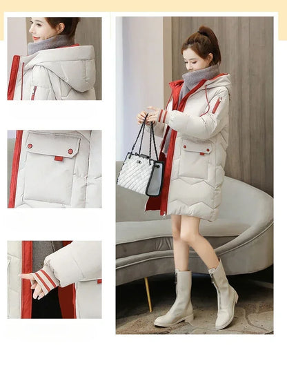 2025 Winter Women Jacket Coats Long Parkas Female Down Cotton Hooded Overcoat Thick Warm Jackets Windproof Casual Student Coat