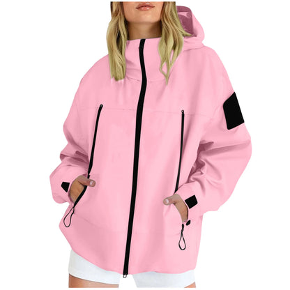 Women'S Tops Hooded Windbreaker Women'S Jacket Waterproof Coat Outdoor Travel Contrast Functional Style Solid Color Adventure