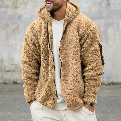 2024 American Style Heavy Coat Men's Winter Jacket Double-sided Fleece Warm Windbreaker Casual Sports Hooded Coat Bomber Jacket