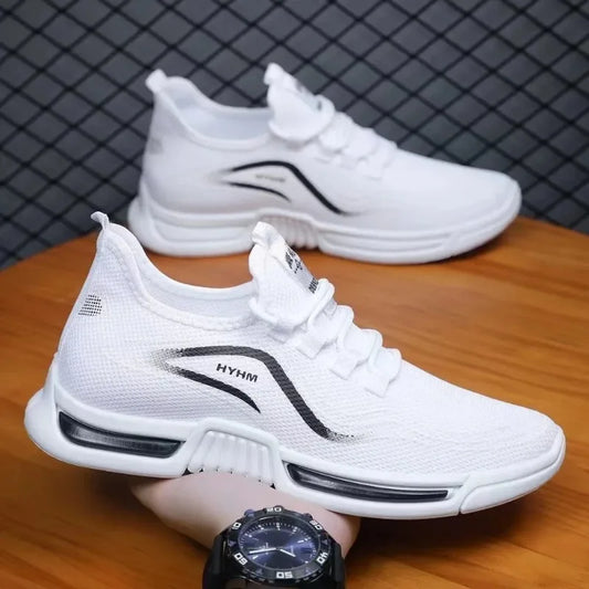 Men's sports shoes  new sports trendy shoes anti slip casual running shoes breathable and comfortable white shoes