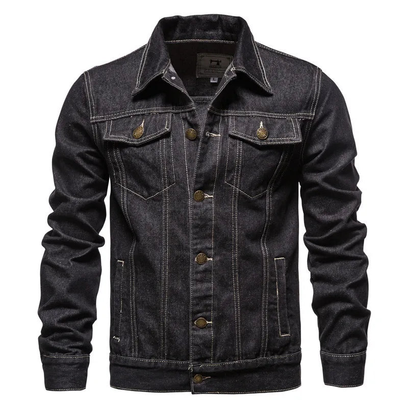 Men Denim Coat Casual Coats Turn Down Collar Full Sleeve Jackets Single Breasted Regular Pocket Button Jacket Splice Autumn