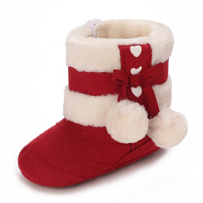 Winter Baby Cotton Shoes for Girls Plush and Thick Insulation Snow Boots Soft Soles Foot Protection Walking Shoes
