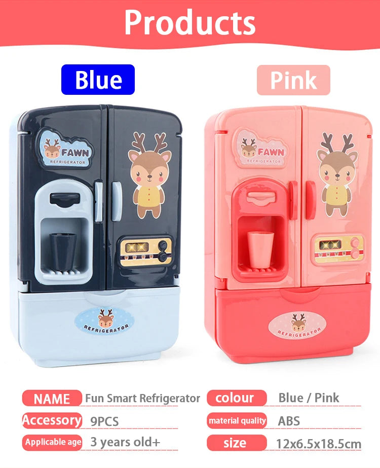 Children Toys Mini Doll Fridge Furniture Kitchen Miniatures Refrigerator Role Playing Game Montessori Play Food Toys for Girls