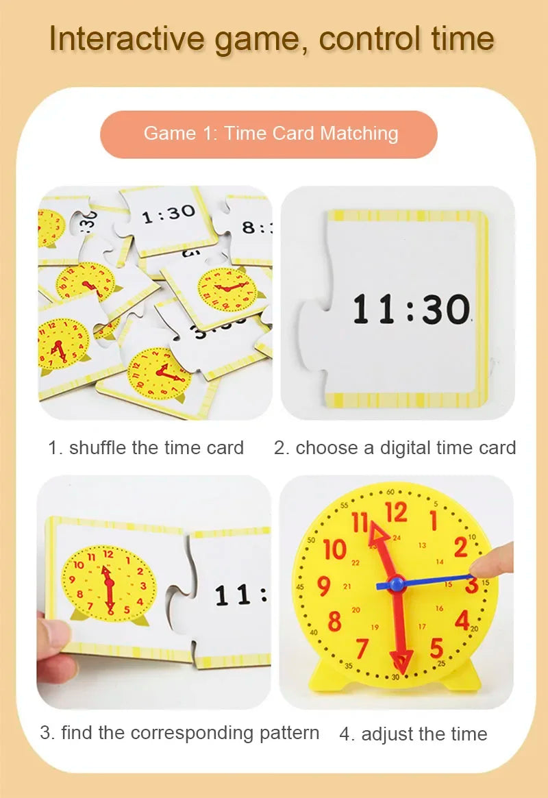 Children Interesting Clock Educational Toys Hour Minute Second Cognition Matching Puzzle Toys Kids Early Preschool Teaching Aids