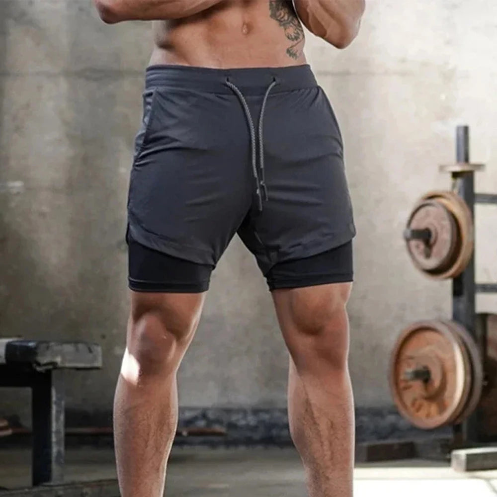Men's Gym Performance Shorts 2 In 1 Running Quick-Drying Jogging Short Pants Workout Sportswear Yoga Basketball Shorts