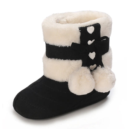Winter Baby Cotton Shoes for Girls Plush and Thick Insulation Snow Boots Soft Soles Foot Protection Walking Shoes