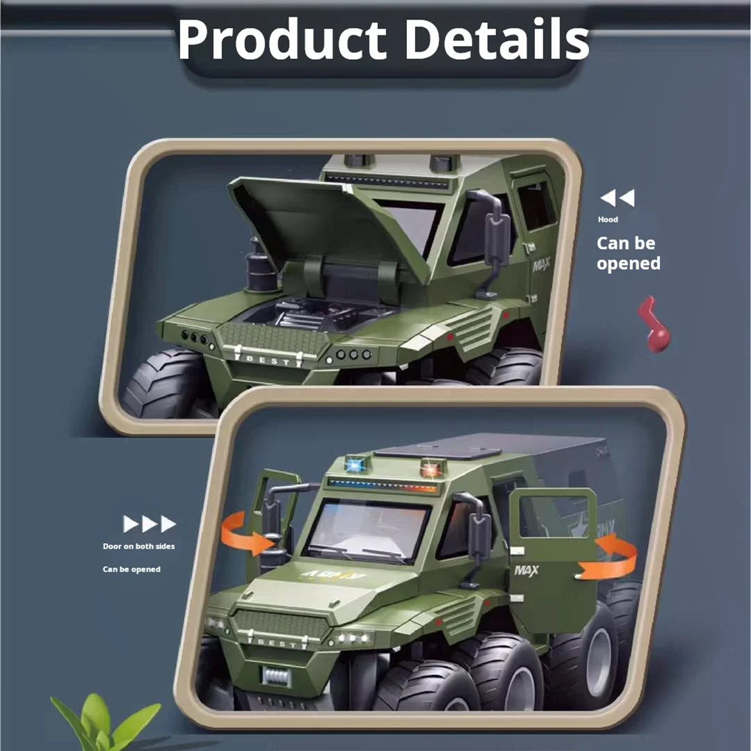 Children Inertia Toy Car With Sound Light Music Simulation Off-road Caravan Boys Interactive Toys Cool Military Buggy Toy Gift