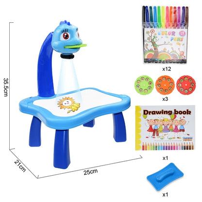 Kids Painting Board Desk Arts Crafts Educational Learning Paint Tools Toy for Girl Children Led Projector Art Drawing Table Toys