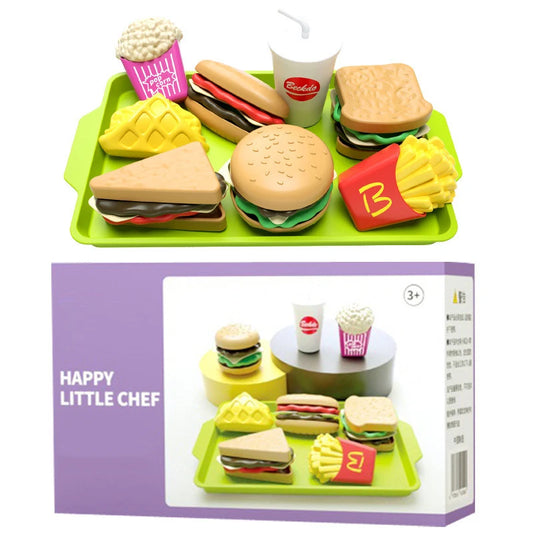 9Pcs/set Children Pretend Simulation Food Toys Play House Hamburger Fries Model Cooking Role Play Fast Food Kids Educational Toy