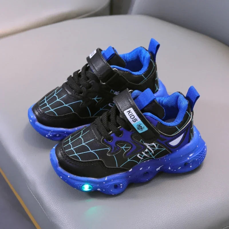 Disney Children's Led Light Shoes Fashion Aoger Spiderman Boys Sneakers Girls Cartton Casual Shoes Breathable Kids Sport Shoes