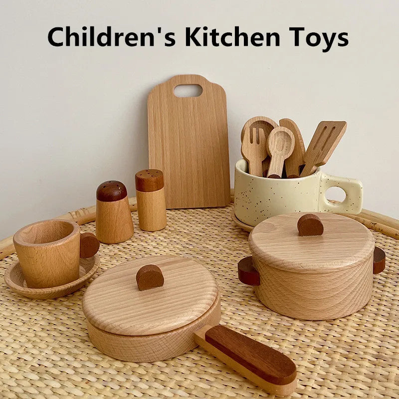 Natural Wood Children's Preschool Toys Fruits And Vegetables Simulation Play House Kitchenware Cognitive Wooden Model Toys