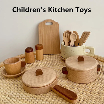 Natural Wood Children's Preschool Toys Fruits And Vegetables Simulation Play House Kitchenware Cognitive Wooden Model Toys