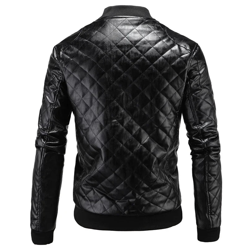 Men's Motorcycle Leather Coat Mens Clothes Slim Fit Casual Leather Jackets Trendy Mens Jackets Fashion Vintage Leather Coats