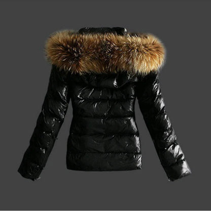 Winter Female Long Padded Faux Fur Collar with Non Removable Hooded Warm Paddeds New Fashion Women Zipper Thicken Coat
