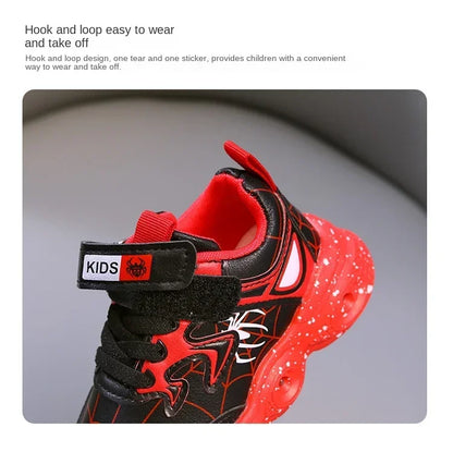 Disney Children's Led Light Shoes Fashion Aoger Spiderman Boys Sneakers Girls Cartton Casual Shoes Breathable Kids Sport Shoes