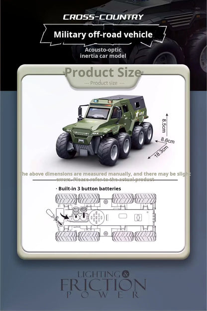 Children Inertia Toy Car With Sound Light Music Simulation Off-road Caravan Boys Interactive Toys Cool Military Buggy Toy Gift
