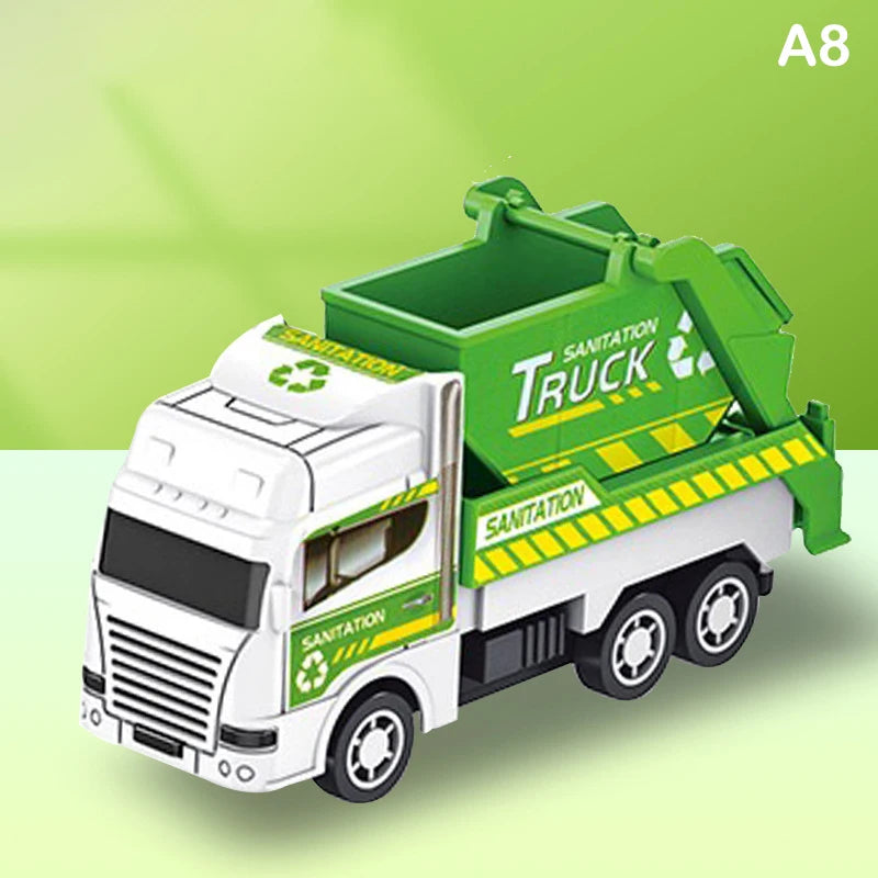 Kids Toys Car Inertia Sanitation Truck Models Pull Back Military Engineering Vehicle Fire Engine Boys Toys For Children Gift