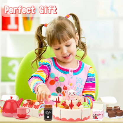 Children's Birthday Cake Toys Play Home Afternoon Tea Birthday Party Set Kitchen Toys with Light Music Early Education