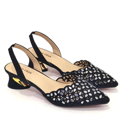 Ladies Italian High Heel and Bag Set Golden Color Italian Shoe with Matching Bag Set 2024 Nigerian Shoes and Bag Set for Party