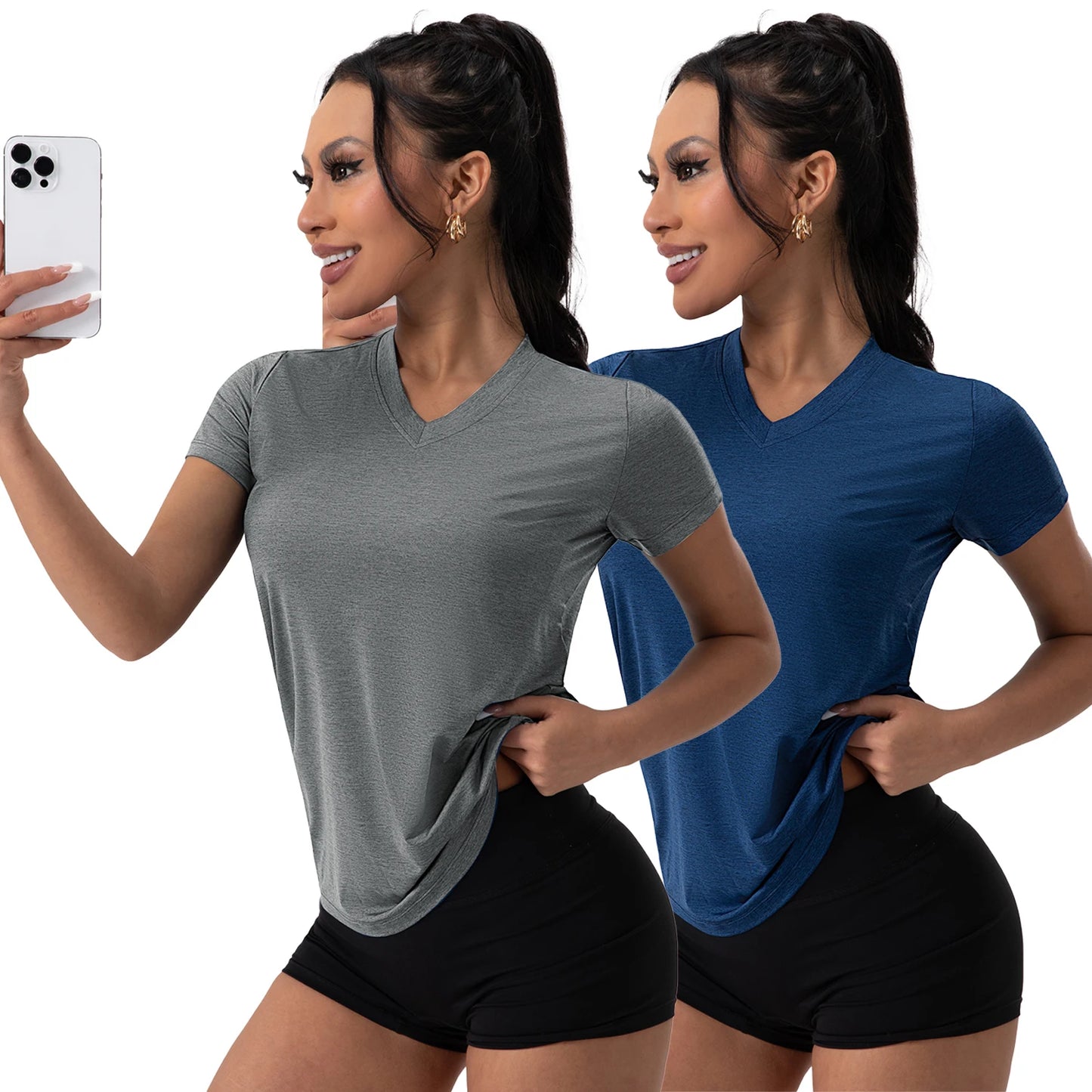 Sports T-shirt women summer breathable sexy beauty back fitness wear running training short sleeveless yoga top