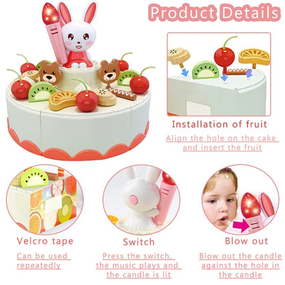 Children's Birthday Cake Toys Play Home Afternoon Tea Birthday Party Set Kitchen Toys with Light Music Early Education