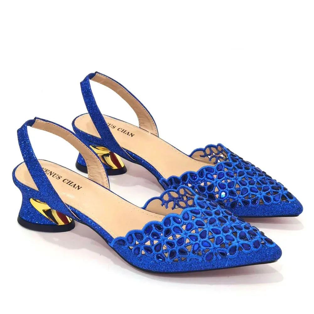 Ladies Italian High Heel and Bag Set Golden Color Italian Shoe with Matching Bag Set 2024 Nigerian Shoes and Bag Set for Party