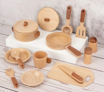 Natural Wood Children's Preschool Toys Fruits And Vegetables Simulation Play House Kitchenware Cognitive Wooden Model Toys