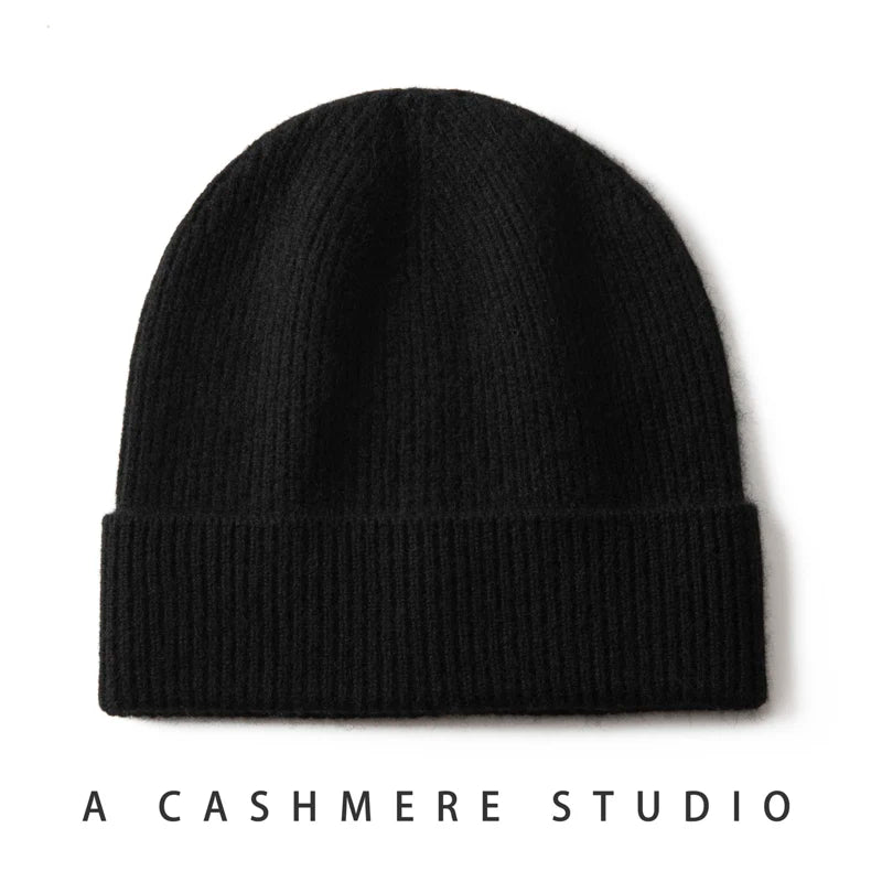 Winter New Hat for Men Knitted Korea Beanie Thick Hats Autumn Outdoor Warm Streetwear Cap Man 100% Cashmere Solid Color Soft Hat