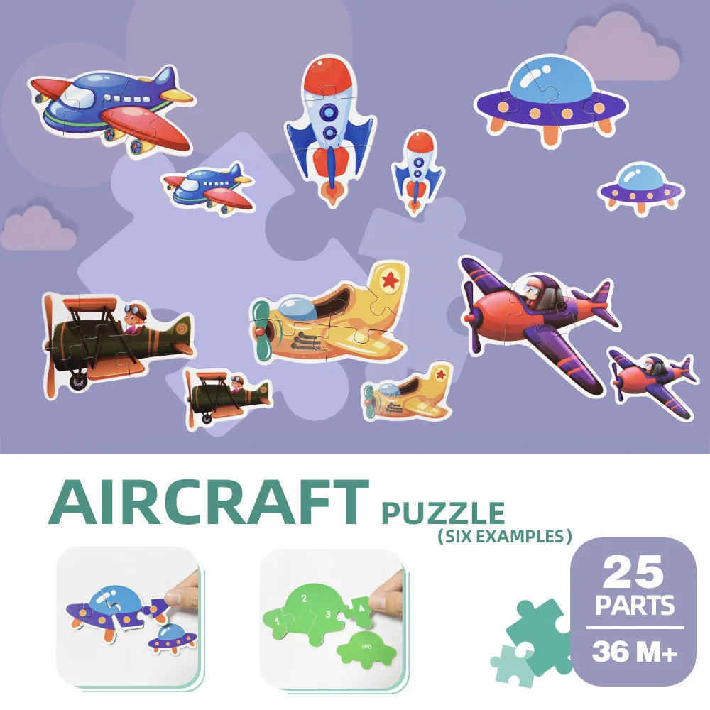 Children's puzzle toys, early education enlightenment cognition, cartoon patterns multiple themes