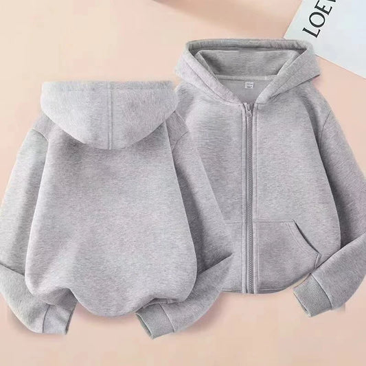 Children's Sportswear for 3 to 12 Years Old: Casual Sports Jackets,grey,red,red,black and White Zippered Hats,sports Sweatshirts