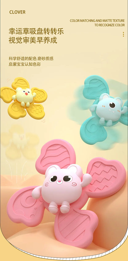 Baby Bath Toys Funny Bathing Sucker Spinner Suction Cup Cartoon Rattles Fidget Educational Toy Montessori Children Boy Girl Gift
