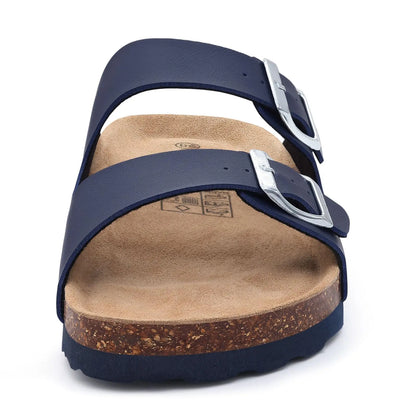 Crestar Classic Women's Cork Slippers Fashion Double Buckle Outdoor Beach Sandal Cork Footbed Leather Sandals Unisex Clogs Shoes