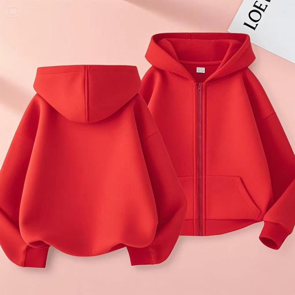 Children's Sportswear for 3 to 12 Years Old: Casual Sports Jackets,grey,red,red,black and White Zippered Hats,sports Sweatshirts