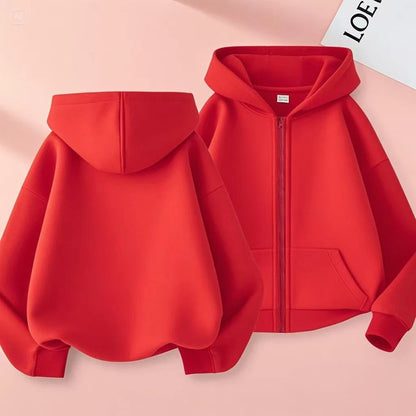 Children's Sportswear for 3 to 12 Years Old: Casual Sports Jackets,grey,red,red,black and White Zippered Hats,sports Sweatshirts