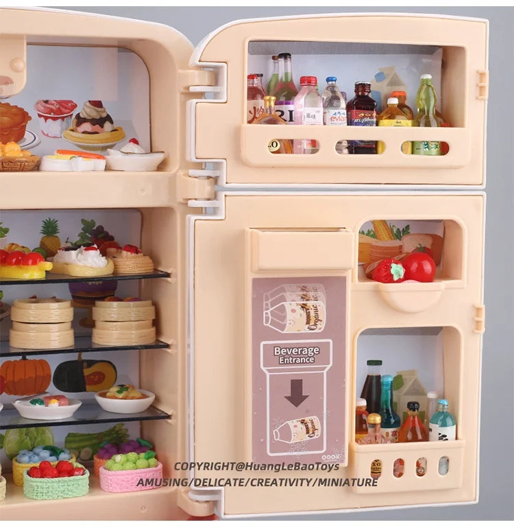 Children's toys simulated refrigerator girl boy large kitchen mini food play house holiday gift wisdom